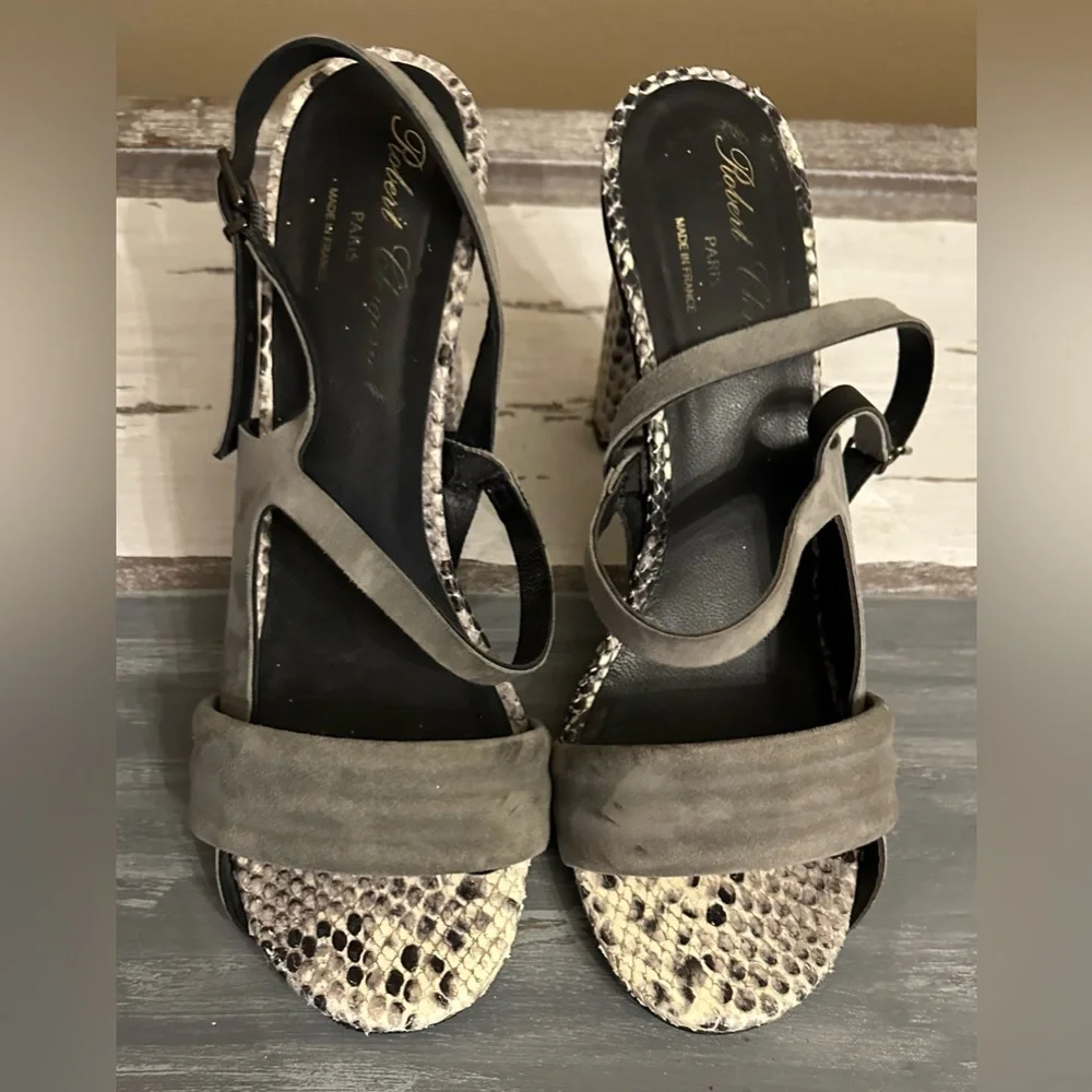 Robert Clergerie Women’s Python-effect block heel -‎ Size 40EU